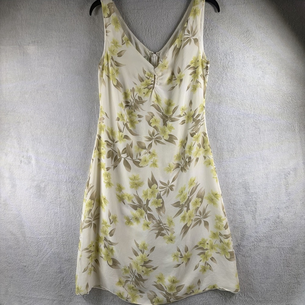 Silk Floral Print Sundress Size‎ 6 Sleeveless V-Neck Keyhole Cutout Dress